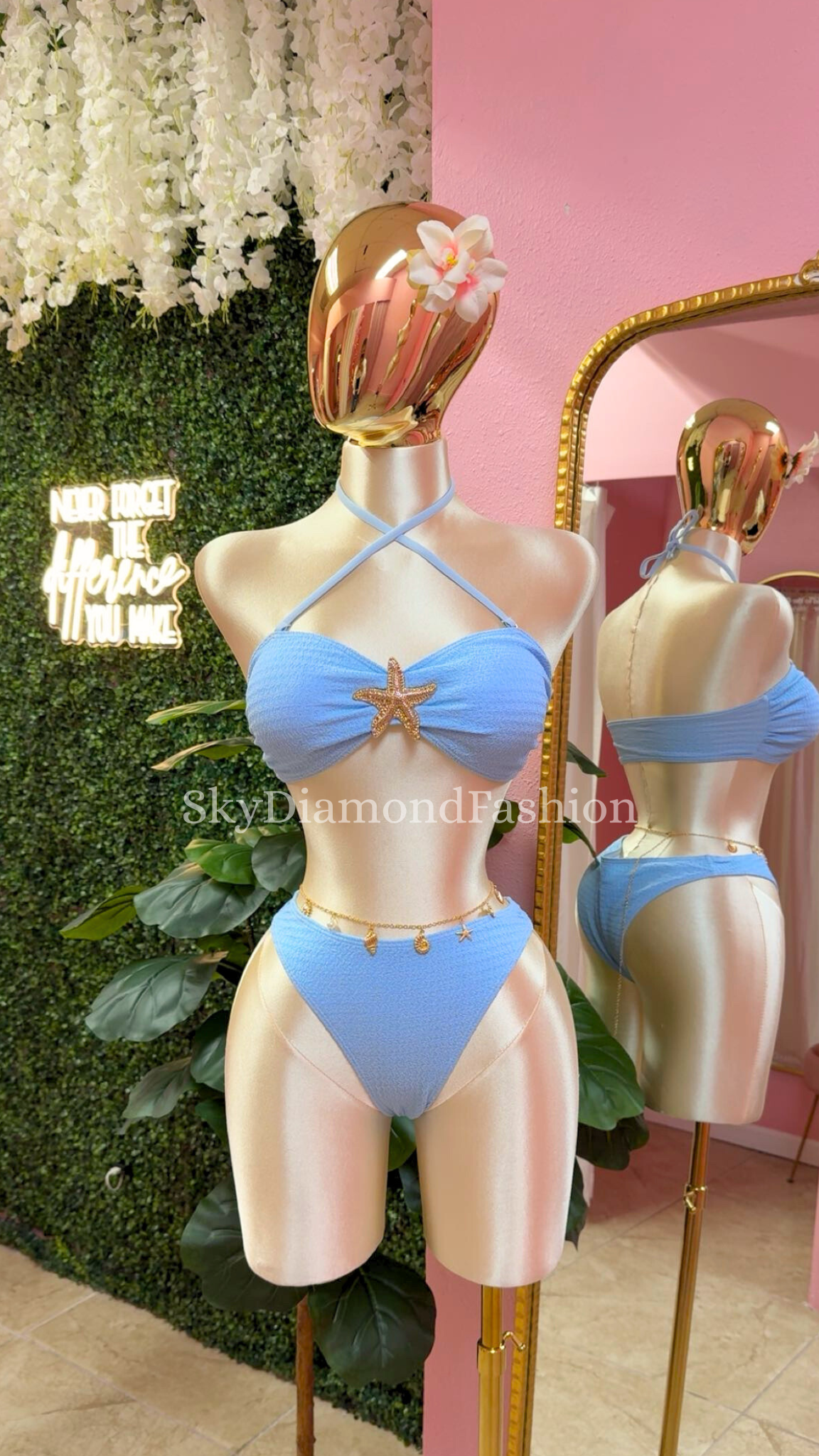 3pc sky blue bikini