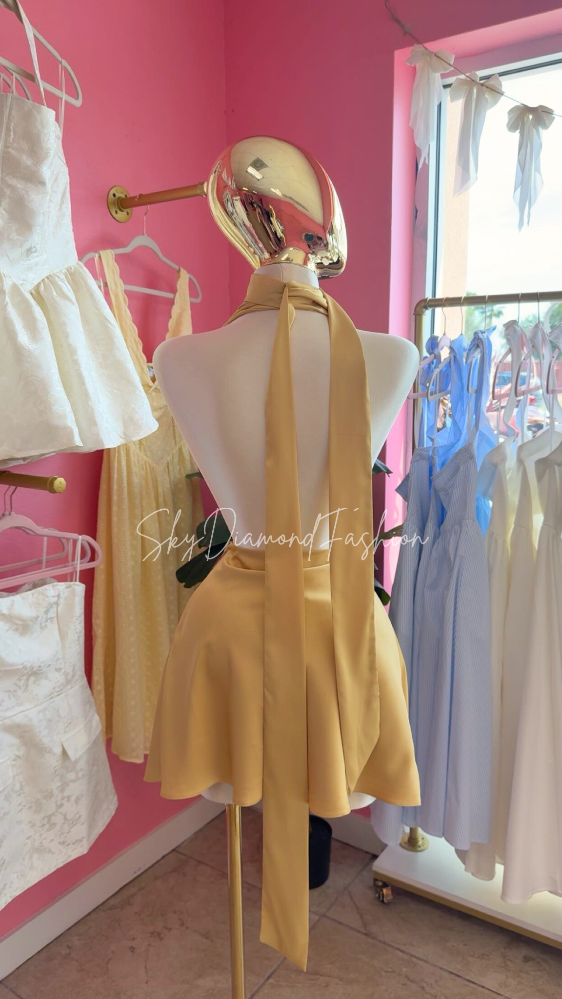 Golden hour satin mini dress💛