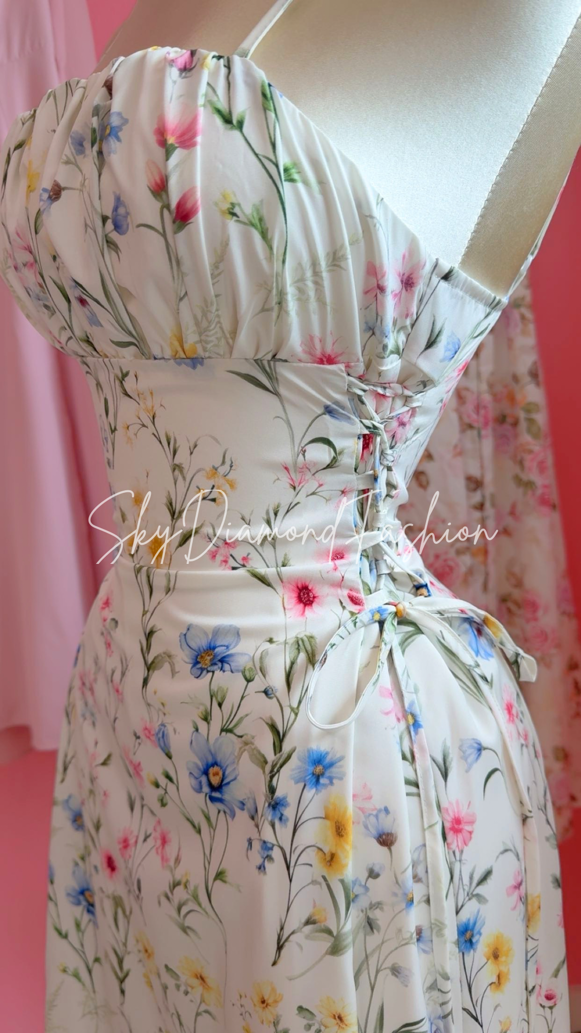 White floral spring long dress