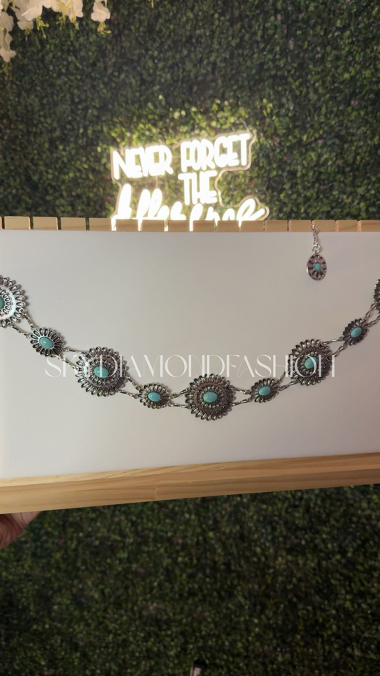 Turquoise chain belt sunflower
