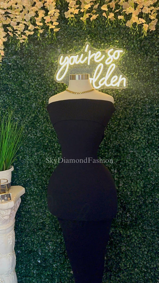 Off my shoulders black long dress
