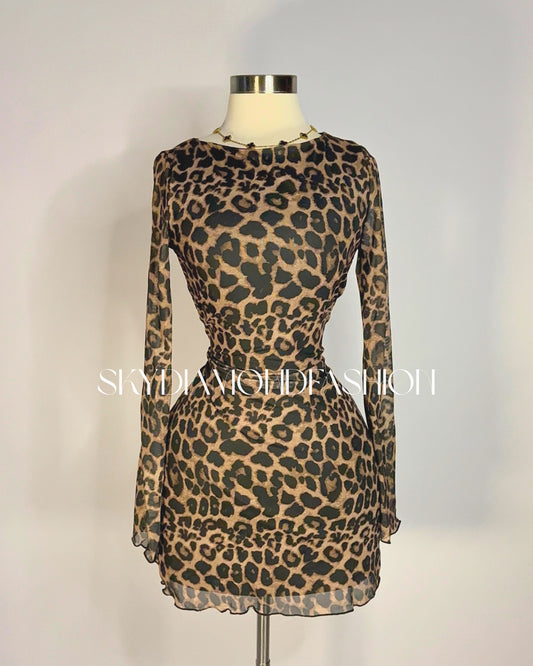 Cheetah mesh dress