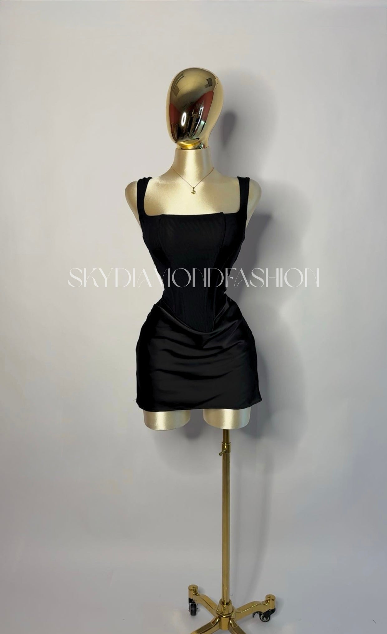 Black corset satin dress