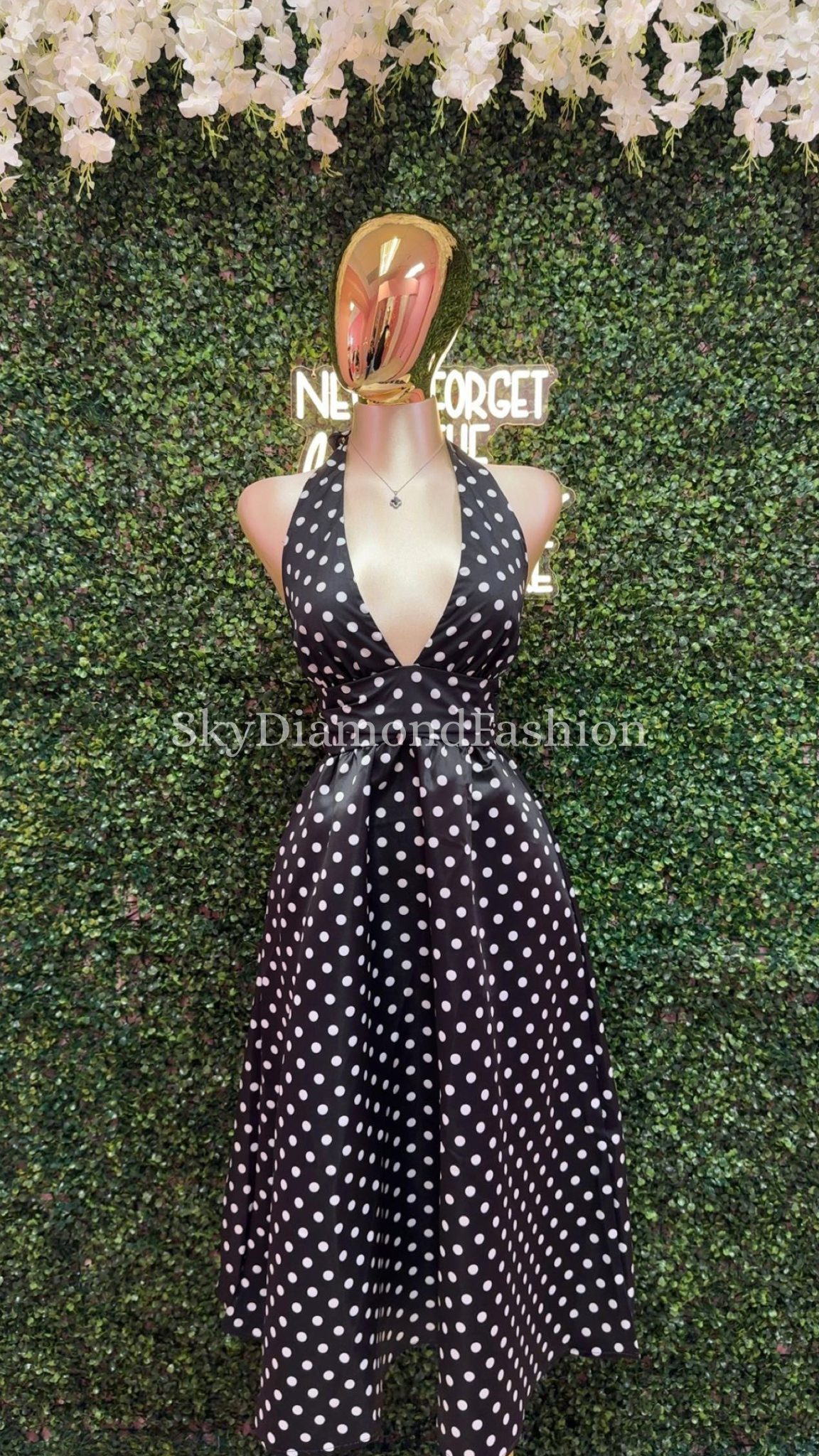 Polka dot halter long dress