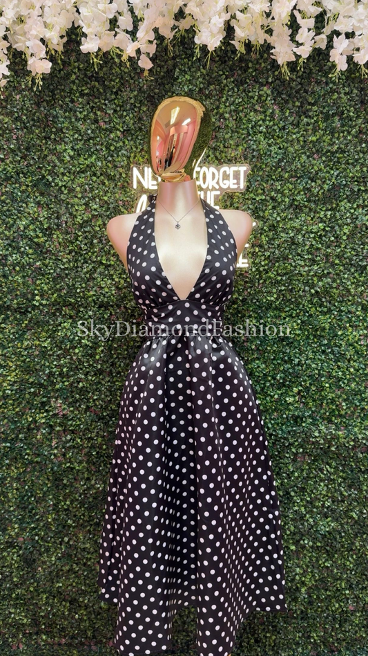 Polka dot halter long dress