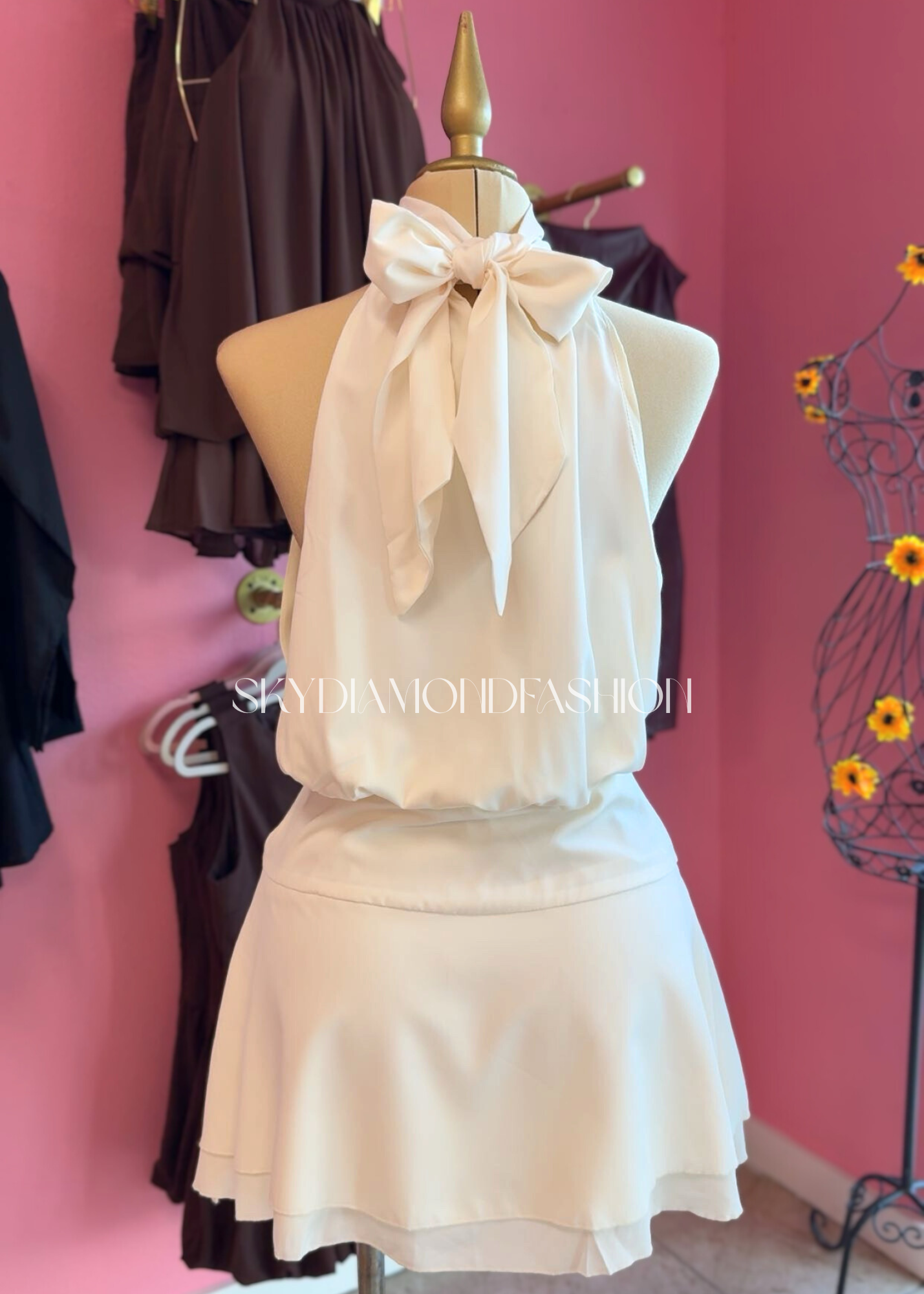 White halter dress