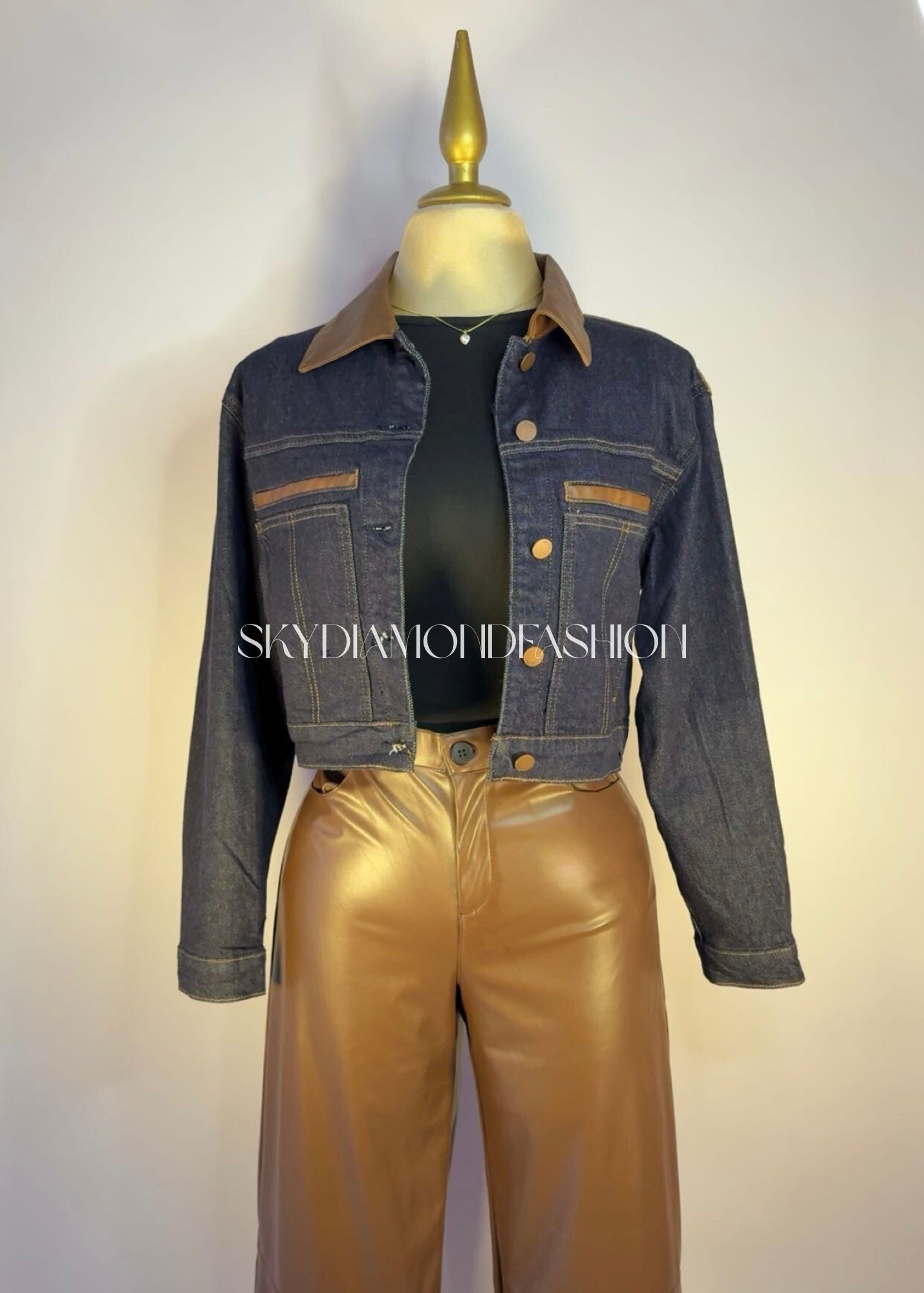 Denim leather jacket
