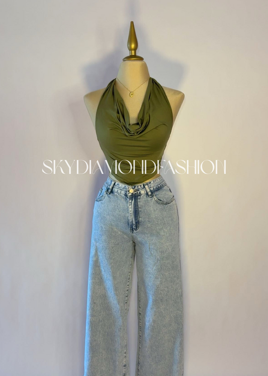 Green halter top