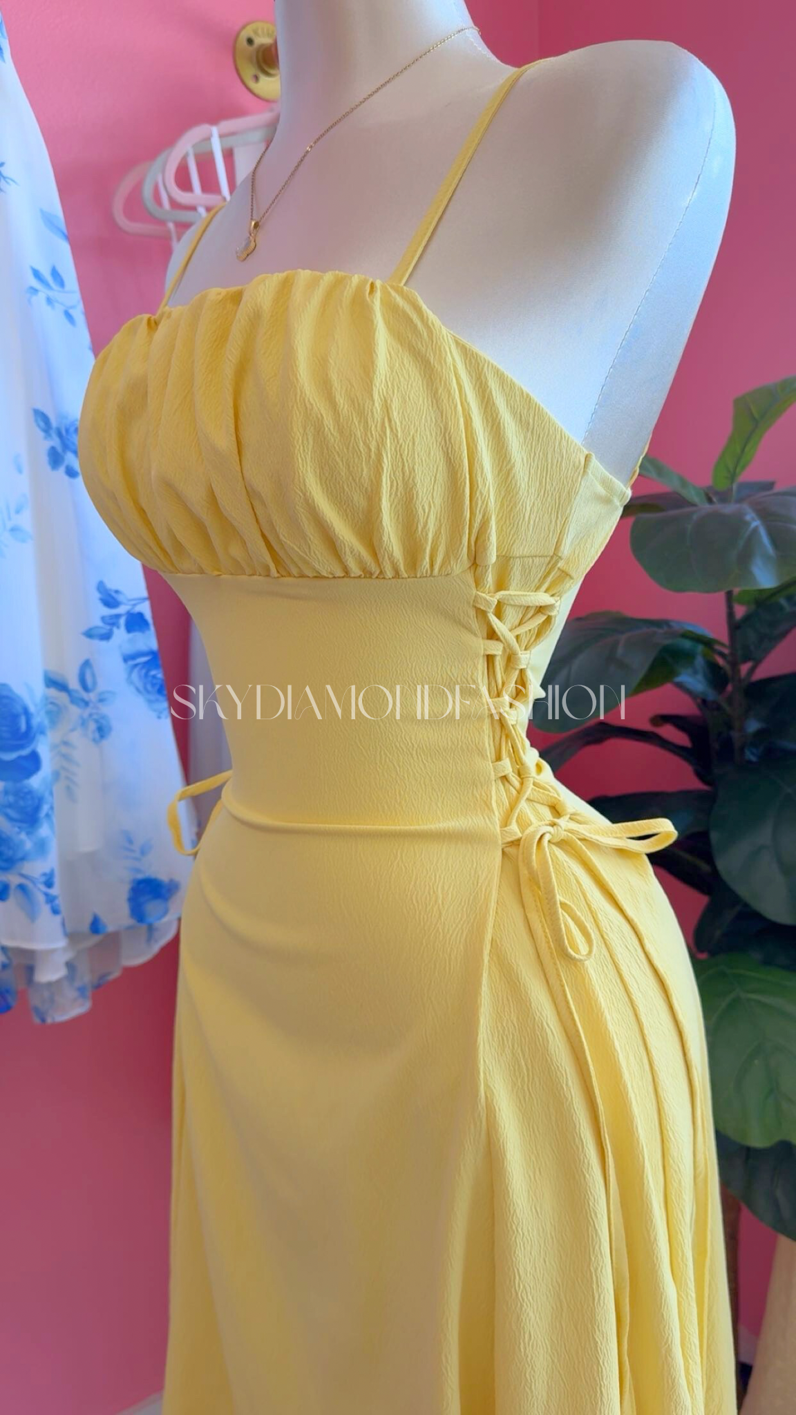 Yellow muse ruched dress