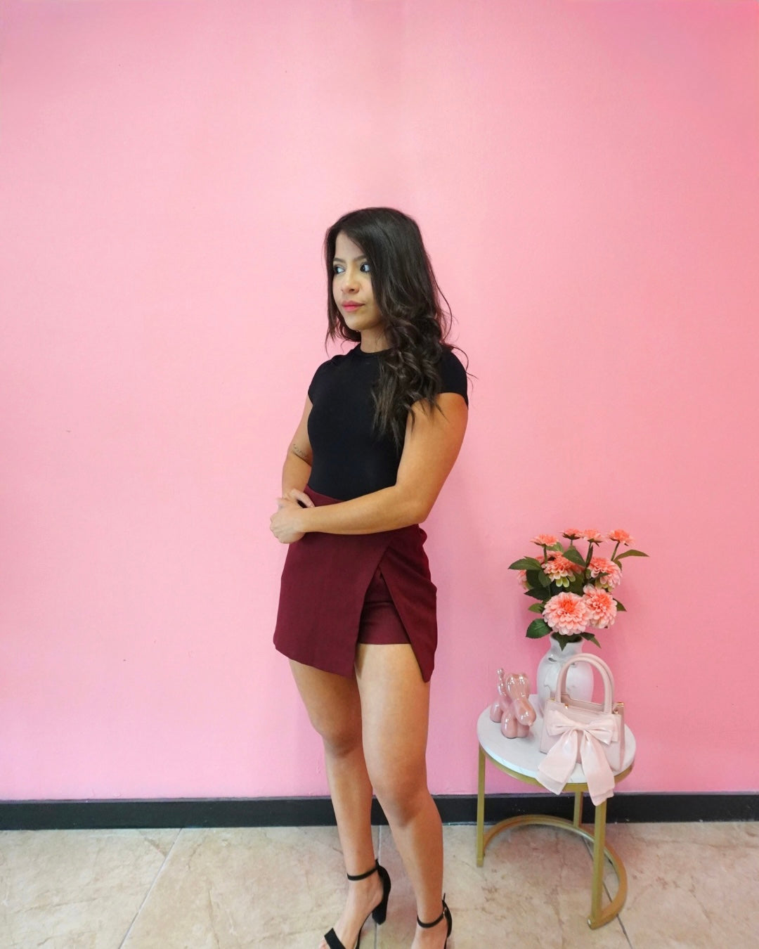 Burgundy skort