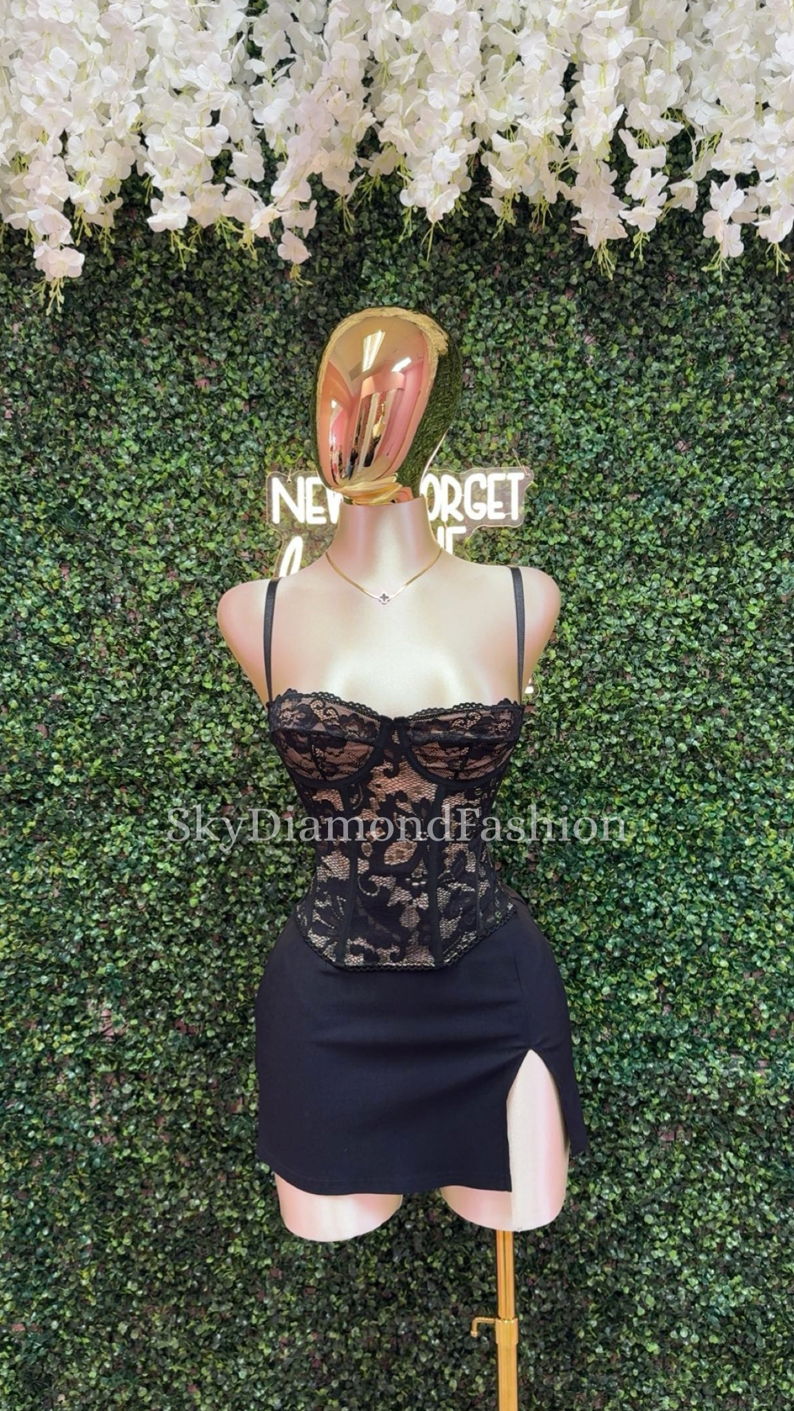 Black laced corset top
