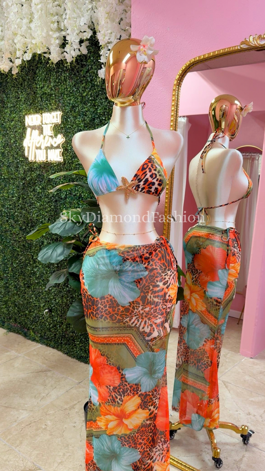 3pc tropical bikini