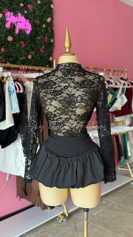 Black laced mesh top