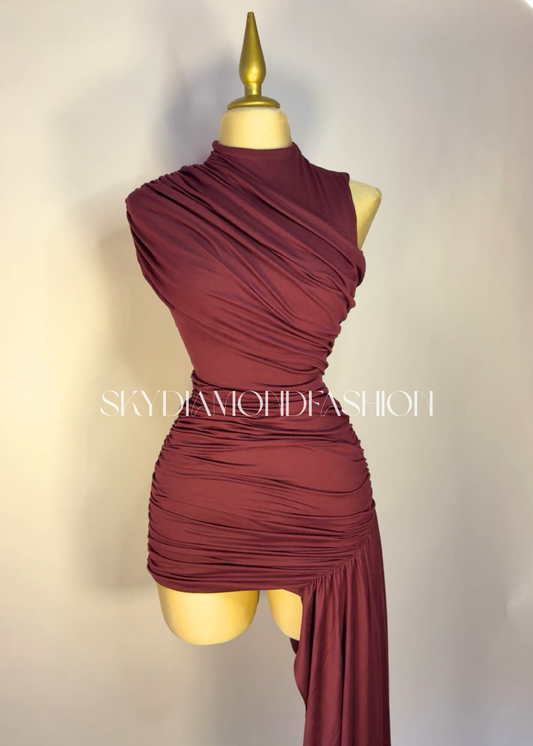 Classy burgundy mini dress