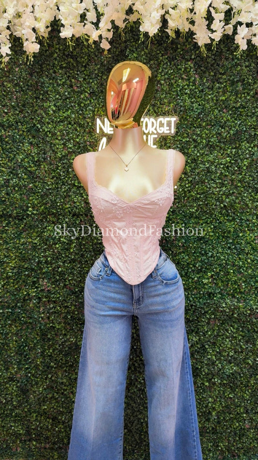 Baby pink floral corset