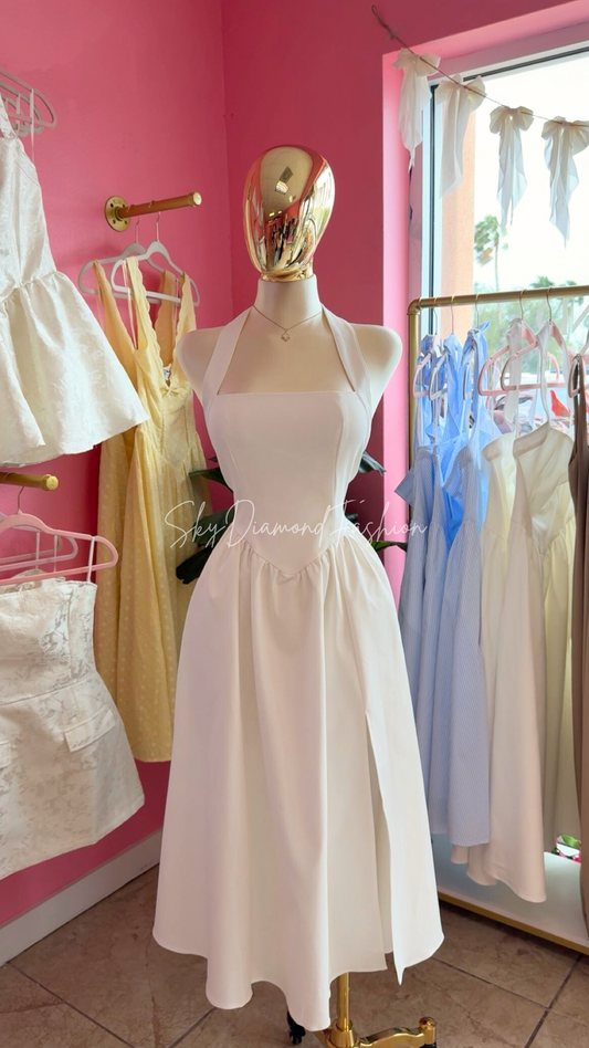 White Halter Blossom Dress🤍