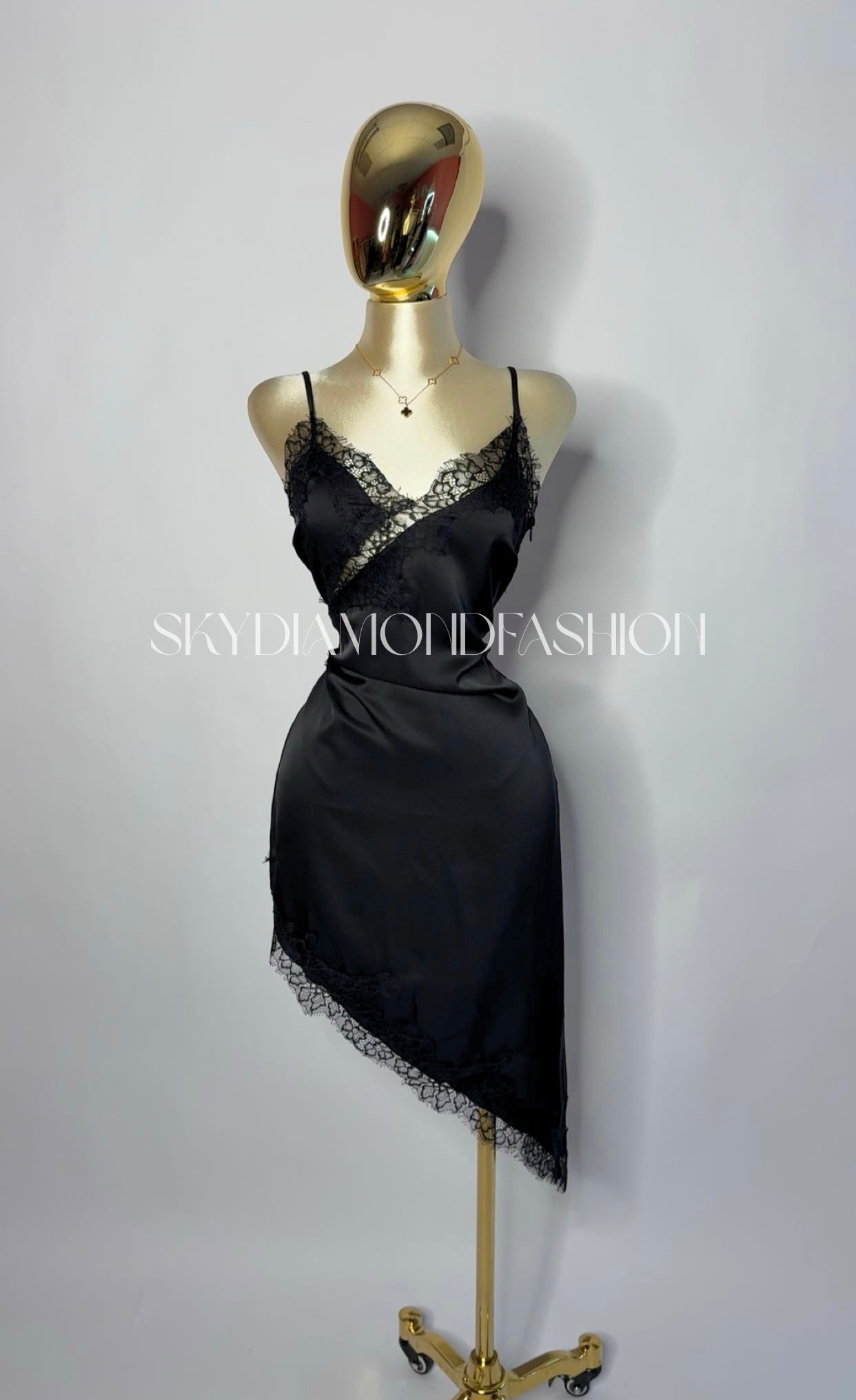 Black lace asymmetrical dress