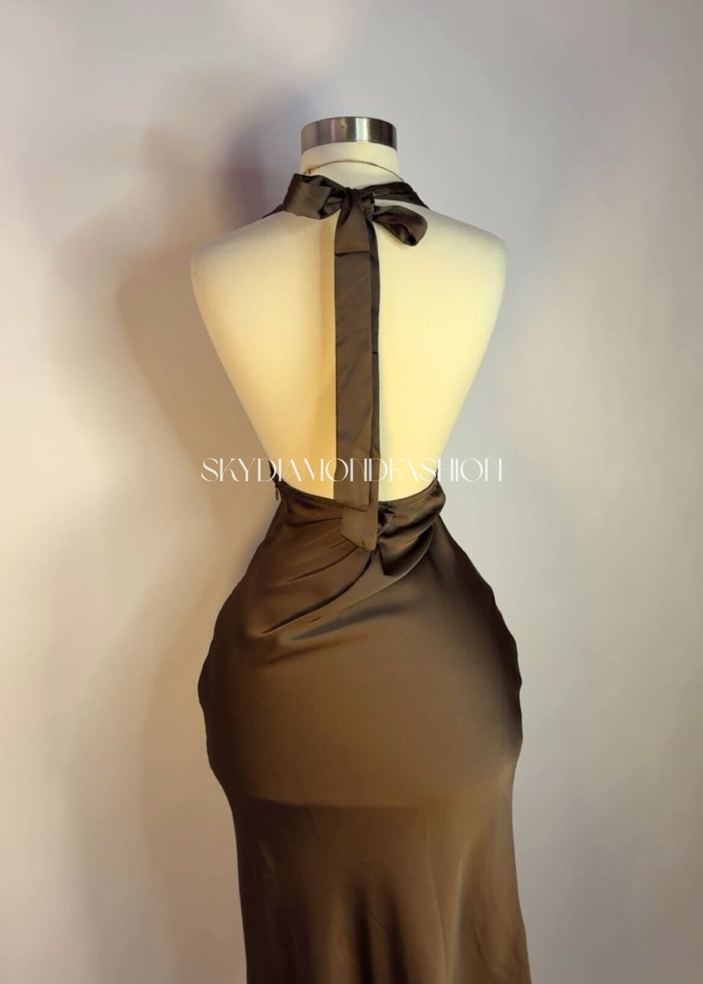 Brown satin dress