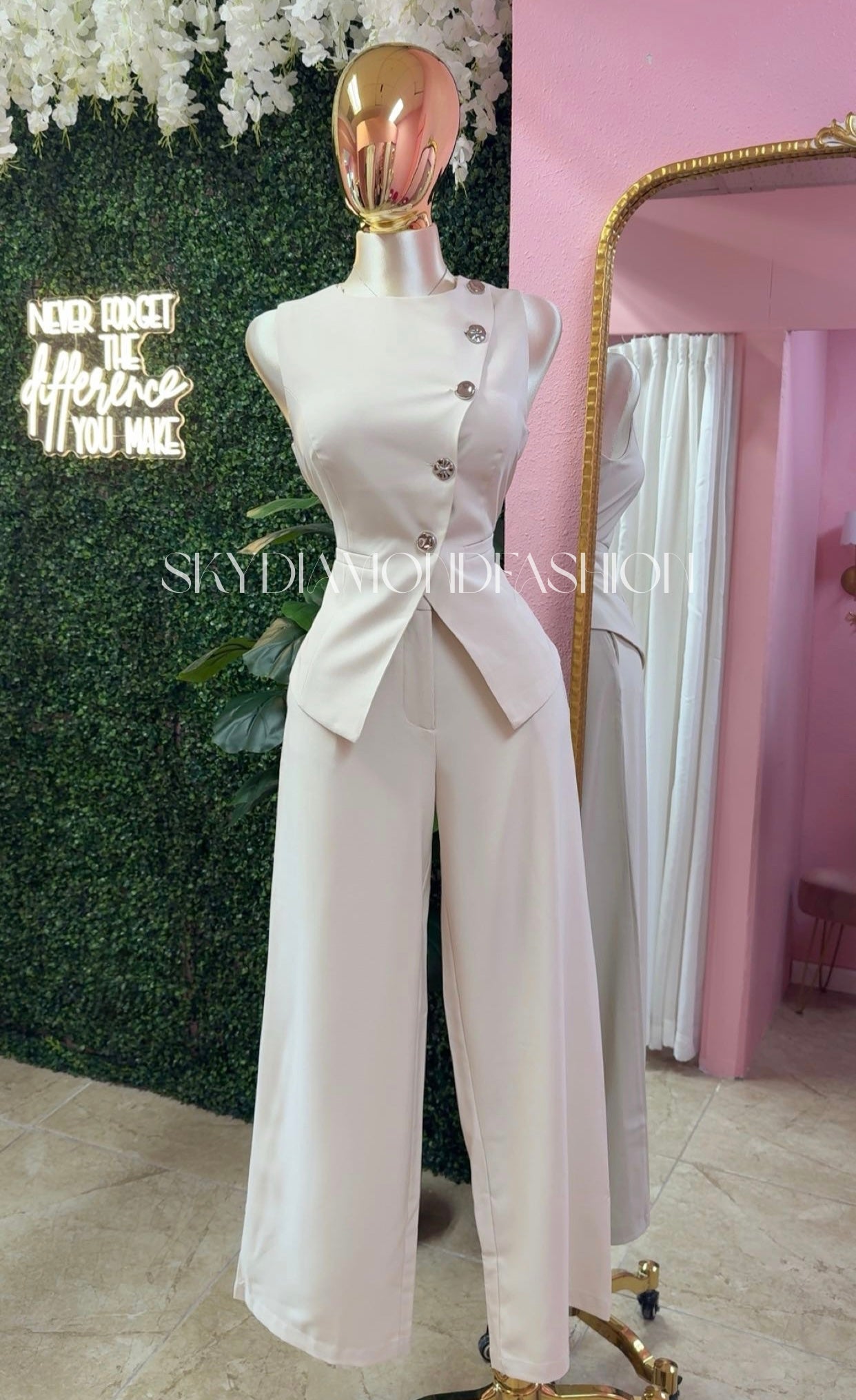 Beige classy elegant pant set