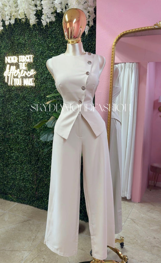 Beige classy elegant pant set
