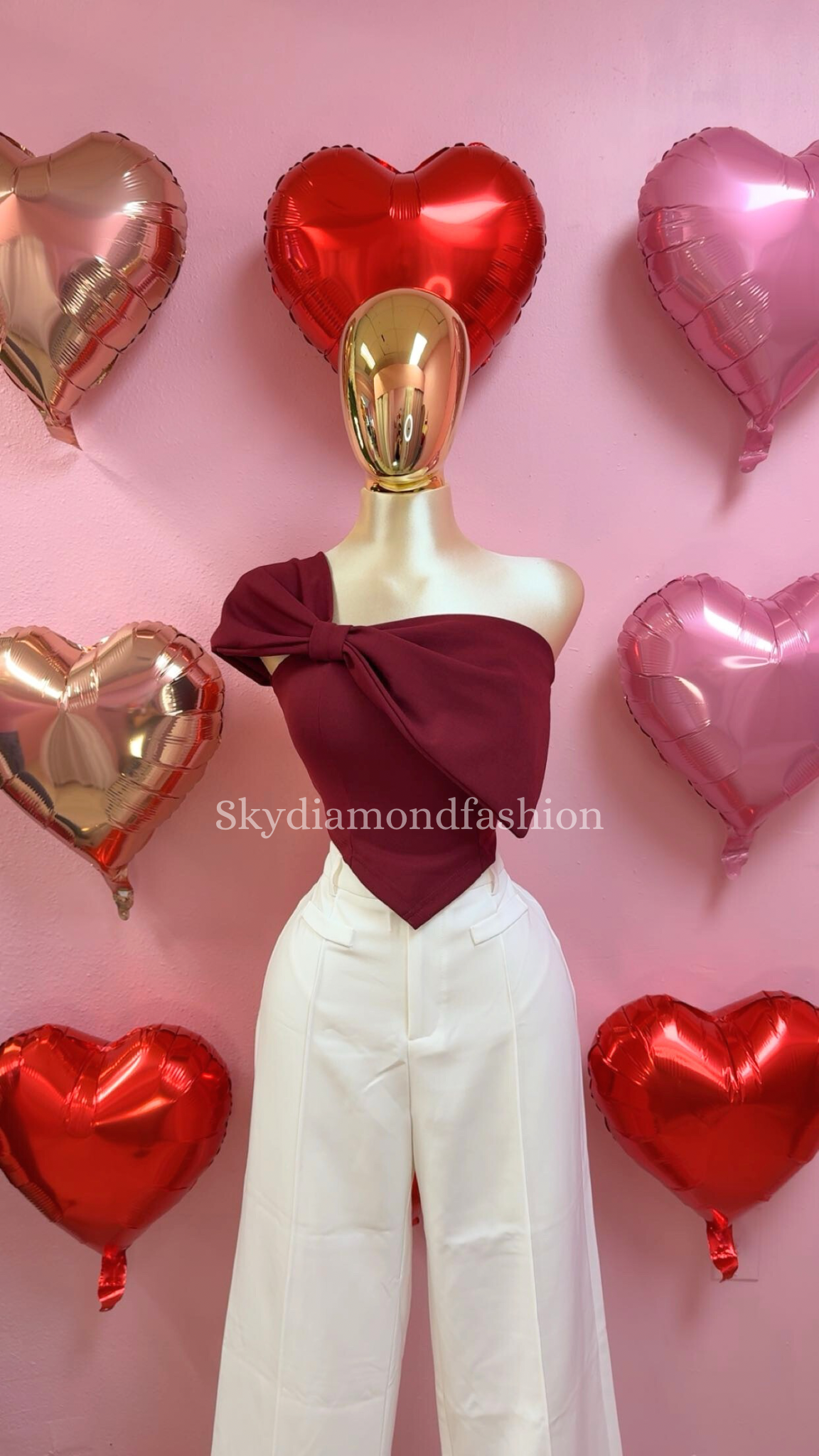Burgundy bow top