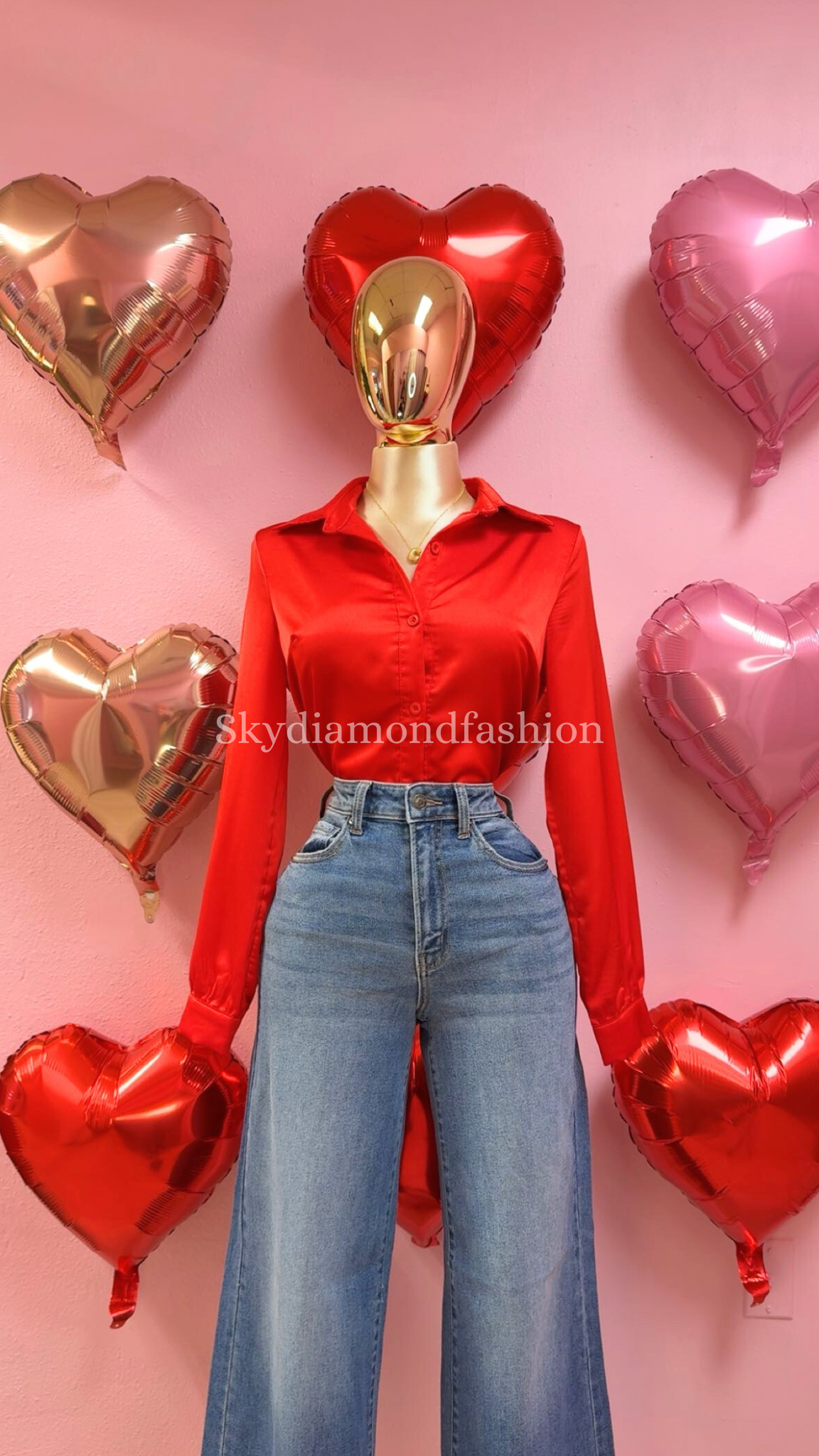 Red satin top