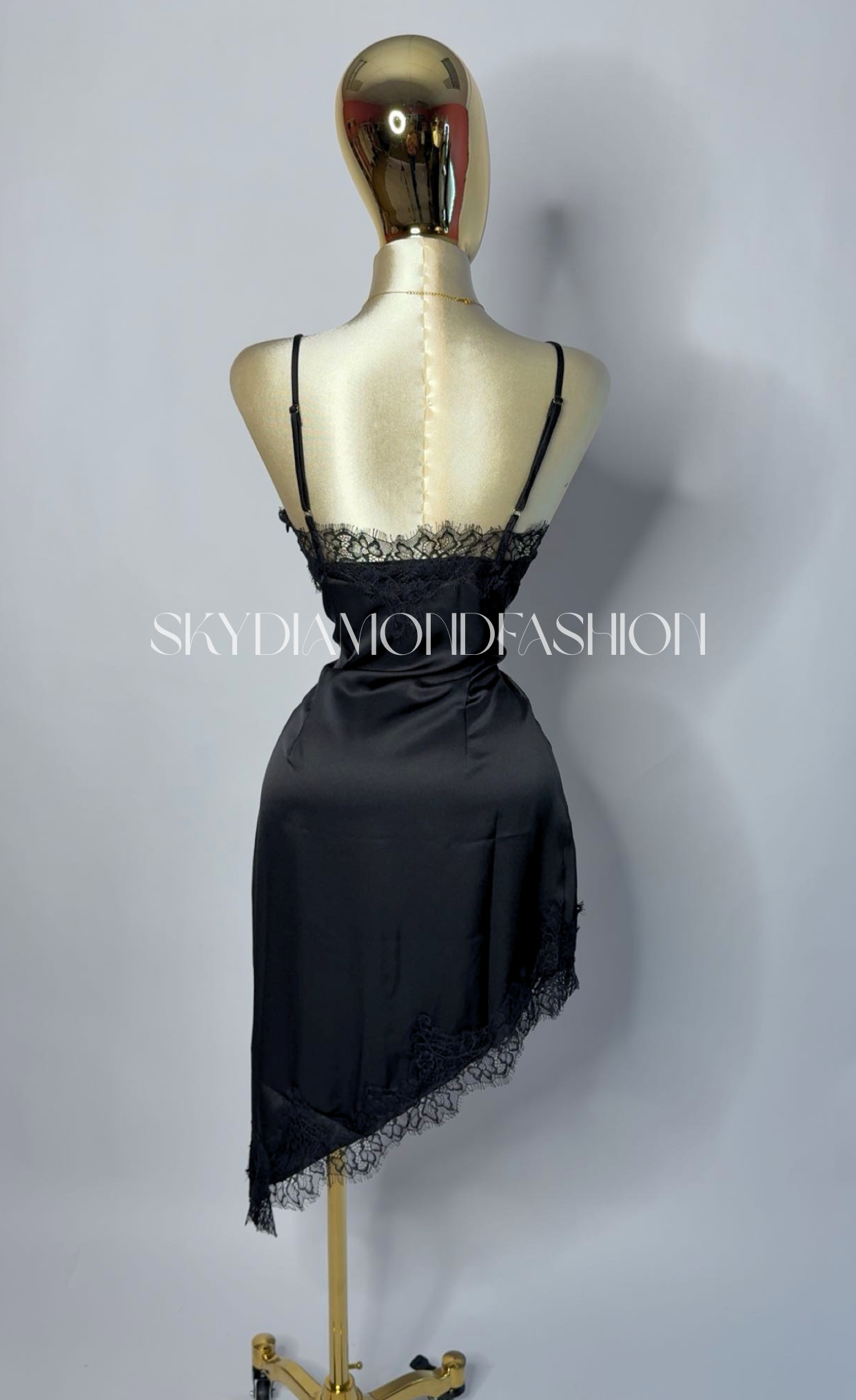 Black lace asymmetrical dress