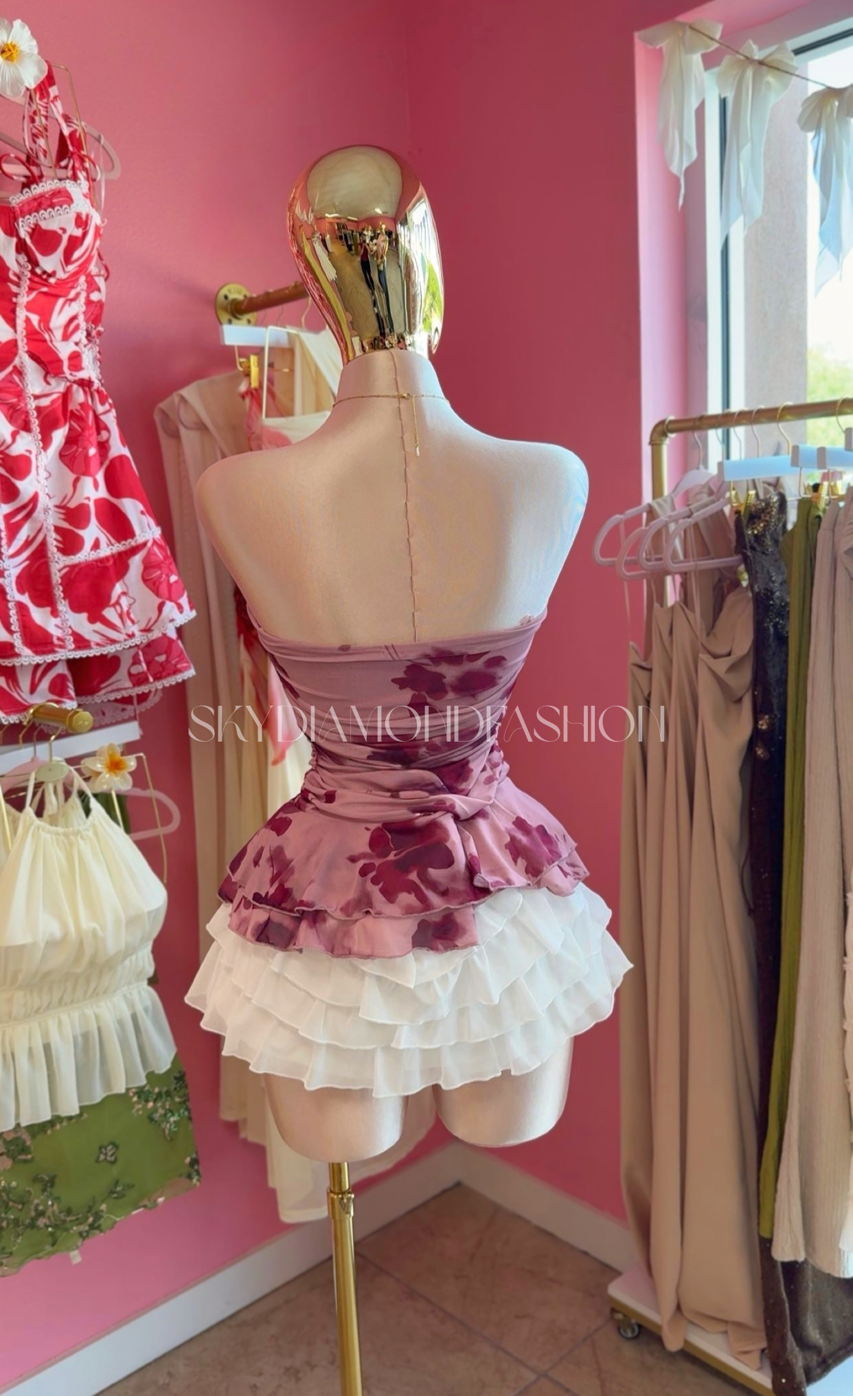 Floral blush tube top